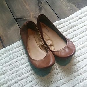 3 for $15 Brown cognac leather flats